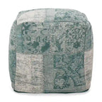 Pouf/Ottoman Cube en Tissu Bohème Tissé Main Repose-Pieds Style Bohème pour Salon