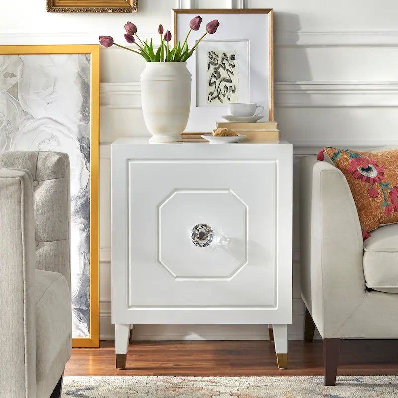 Meuble d'appoint Glam Porte à motifs Bouton en acrylique surdimensionné 3 options de finition Accent