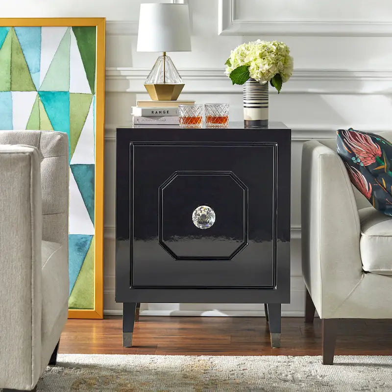 Meuble d'appoint Glam Porte à motifs Bouton en acrylique surdimensionné 3 options de finition Accent