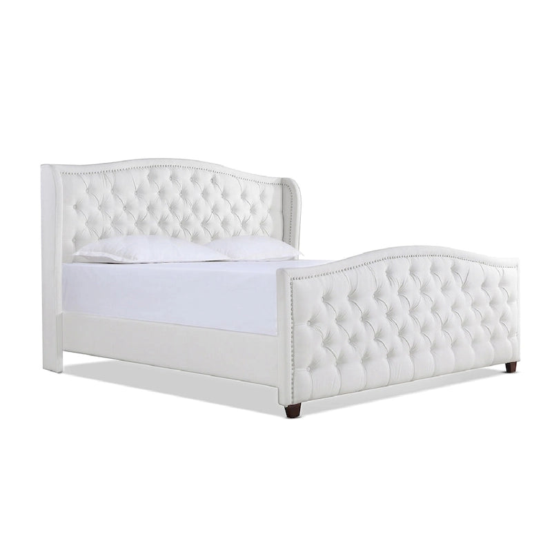 Lit à panneaux de style Ferme Moderne avec Tête de lit Rembourrée, Meuble de Chambre Chic