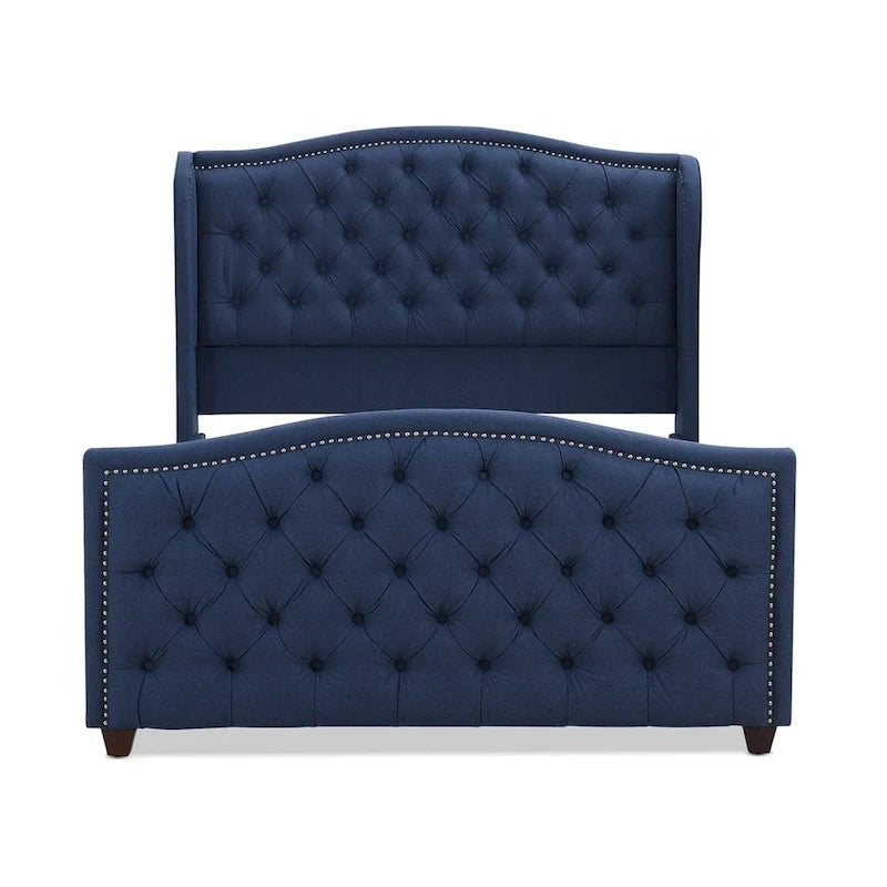 Lit à panneaux de style Ferme Moderne avec Tête de lit Rembourrée, Meuble de Chambre Chic