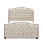 Lit à panneaux de style Ferme Moderne avec Tête de lit Rembourrée, Meuble de Chambre Chic