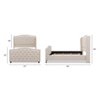 Lit à panneaux de style Ferme Moderne avec Tête de lit Rembourrée, Meuble de Chambre Chic