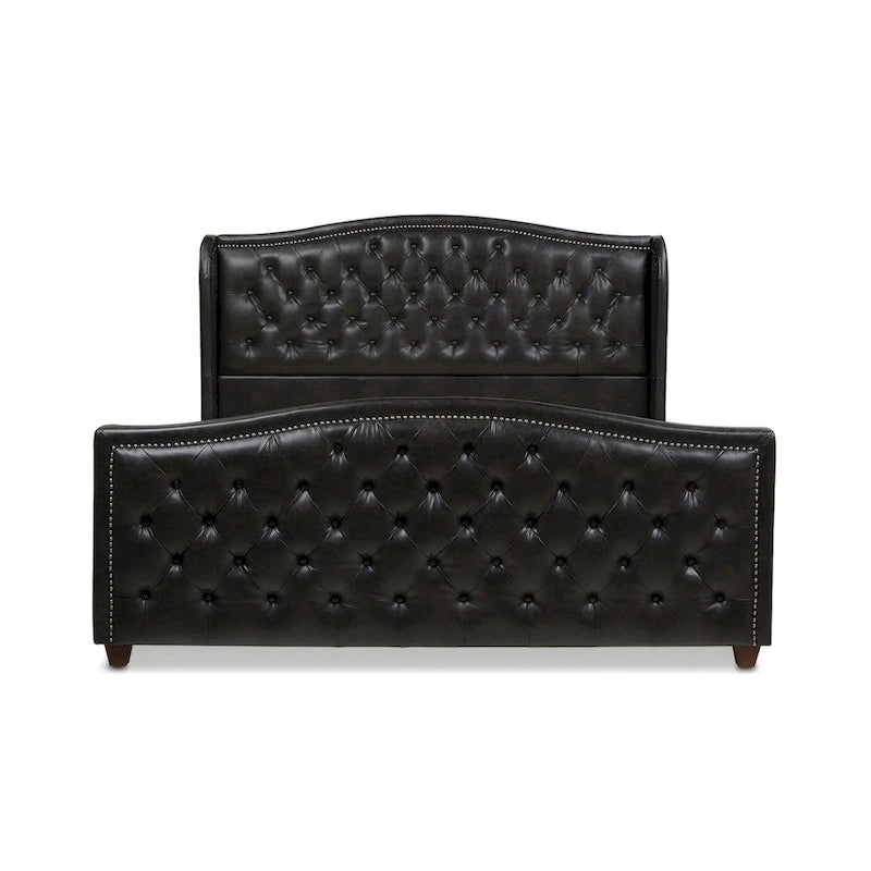 Lit à panneaux de style Ferme Moderne avec Tête de lit Rembourrée, Meuble de Chambre Chic