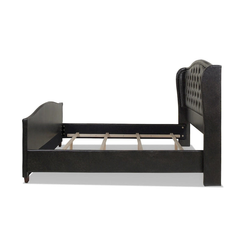 Lit à panneaux de style Ferme Moderne avec Tête de lit Rembourrée, Meuble de Chambre Chic