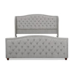 Lit à panneaux de style Ferme Moderne avec Tête de lit Rembourrée, Meuble de Chambre Chic