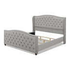 Lit à panneaux de style Ferme Moderne avec Tête de lit Rembourrée, Meuble de Chambre Chic