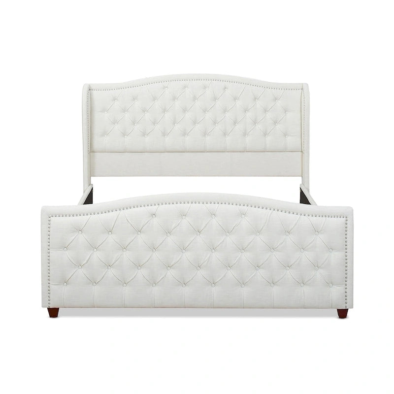 Lit à panneaux de style Ferme Moderne avec Tête de lit Rembourrée, Meuble de Chambre Chic