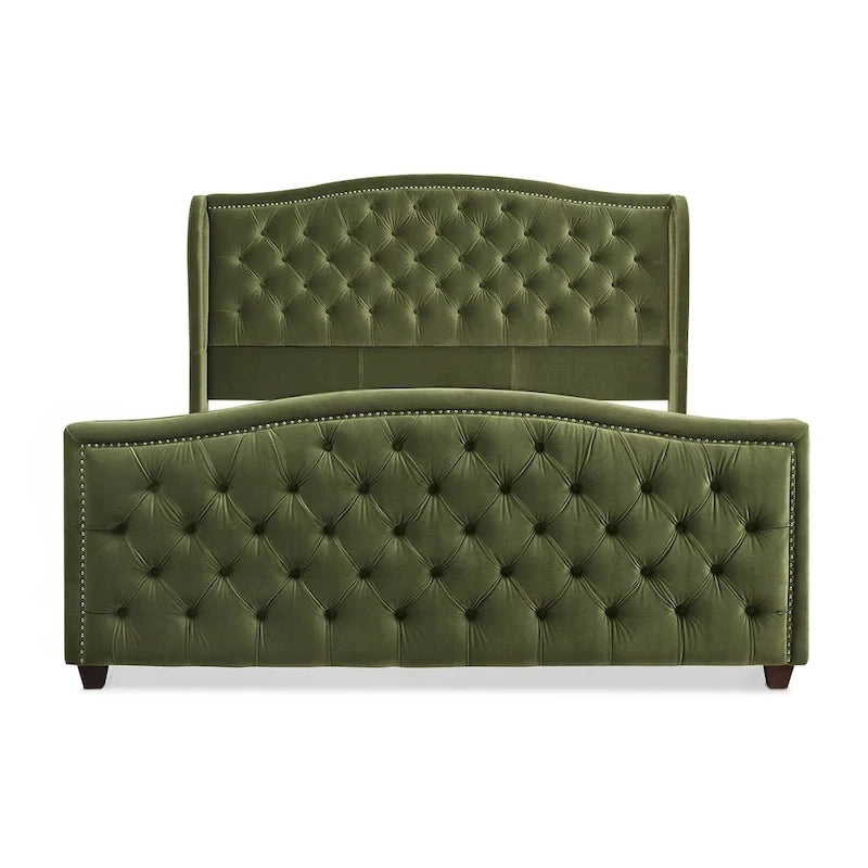 Lit à panneaux de style Ferme Moderne avec Tête de lit Rembourrée, Meuble de Chambre Chic