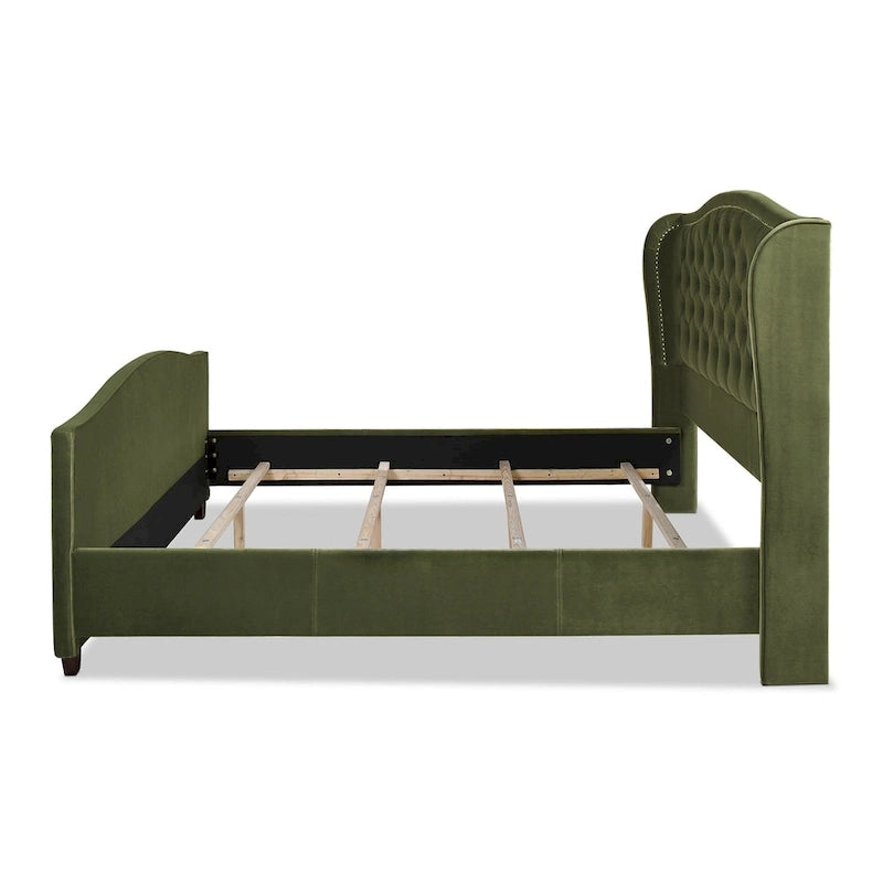 Lit à panneaux de style Ferme Moderne avec Tête de lit Rembourrée, Meuble de Chambre Chic