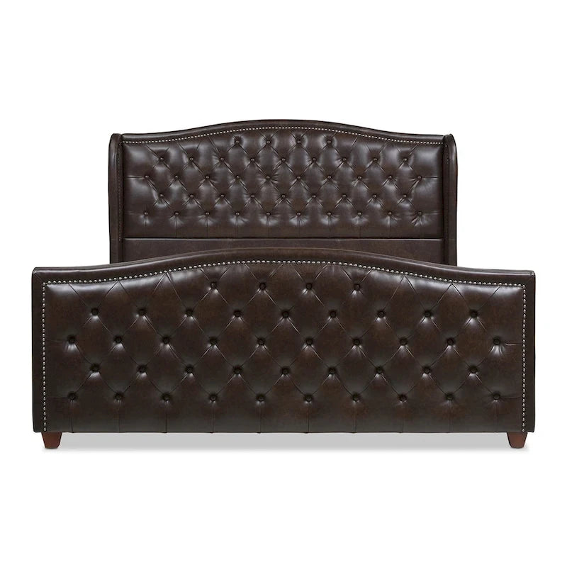 Lit à panneaux de style Ferme Moderne avec Tête de lit Rembourrée, Meuble de Chambre Chic