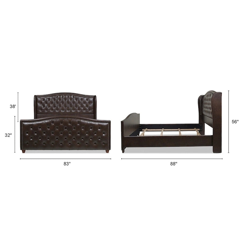 Lit à panneaux de style Ferme Moderne avec Tête de lit Rembourrée, Meuble de Chambre Chic