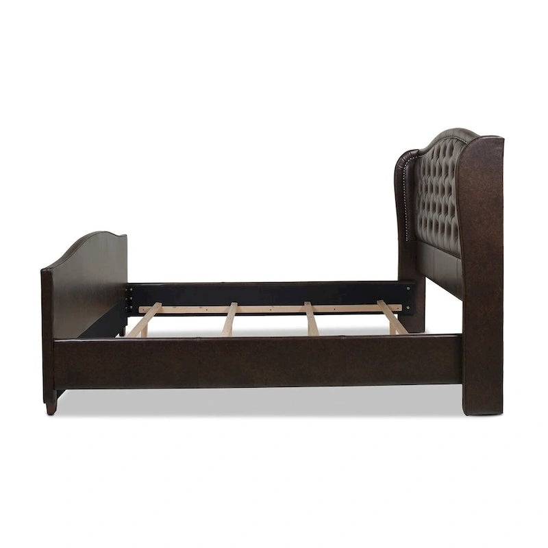 Lit à panneaux de style Ferme Moderne avec Tête de lit Rembourrée, Meuble de Chambre Chic
