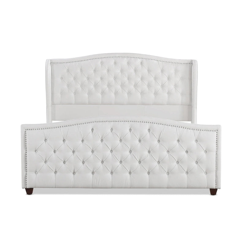 Lit à panneaux de style Ferme Moderne avec Tête de lit Rembourrée, Meuble de Chambre Chic