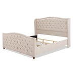 Lit à panneaux de style Ferme Moderne avec Tête de lit Rembourrée, Meuble de Chambre Chic