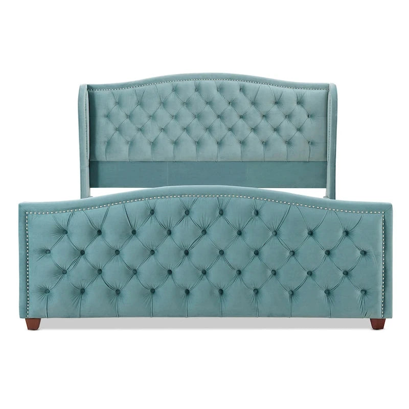 Lit à panneaux de style Ferme Moderne avec Tête de lit Rembourrée, Meuble de Chambre Chic