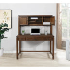 Meuble de rangement et bureau imitation bois avec 3 tiroirs Étagères ouvertes Rangement dissimulé Bureau à domicile 122x61x145 cm