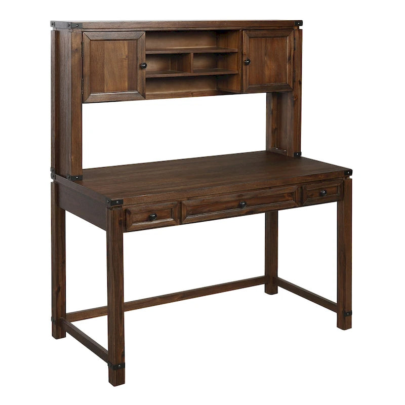 Meuble de rangement et bureau imitation bois avec 3 tiroirs Étagères ouvertes Rangement dissimulé Bureau à domicile 122x61x145 cm