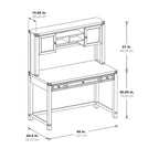 Meuble de rangement et bureau imitation bois avec 3 tiroirs Étagères ouvertes Rangement dissimulé Bureau à domicile 122x61x145 cm