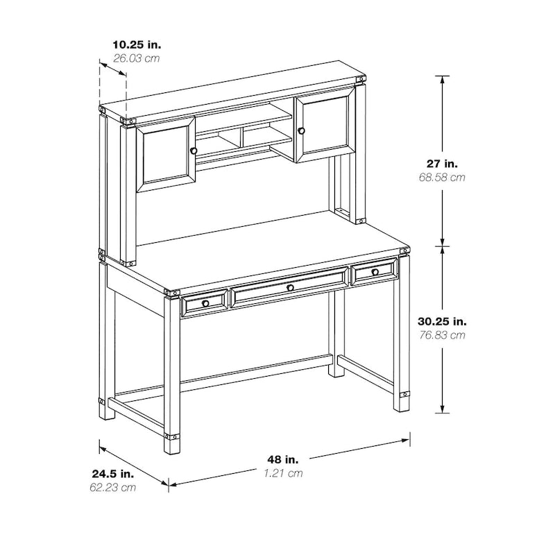 Meuble de rangement et bureau imitation bois avec 3 tiroirs Étagères ouvertes Rangement dissimulé Bureau à domicile 122x61x145 cm