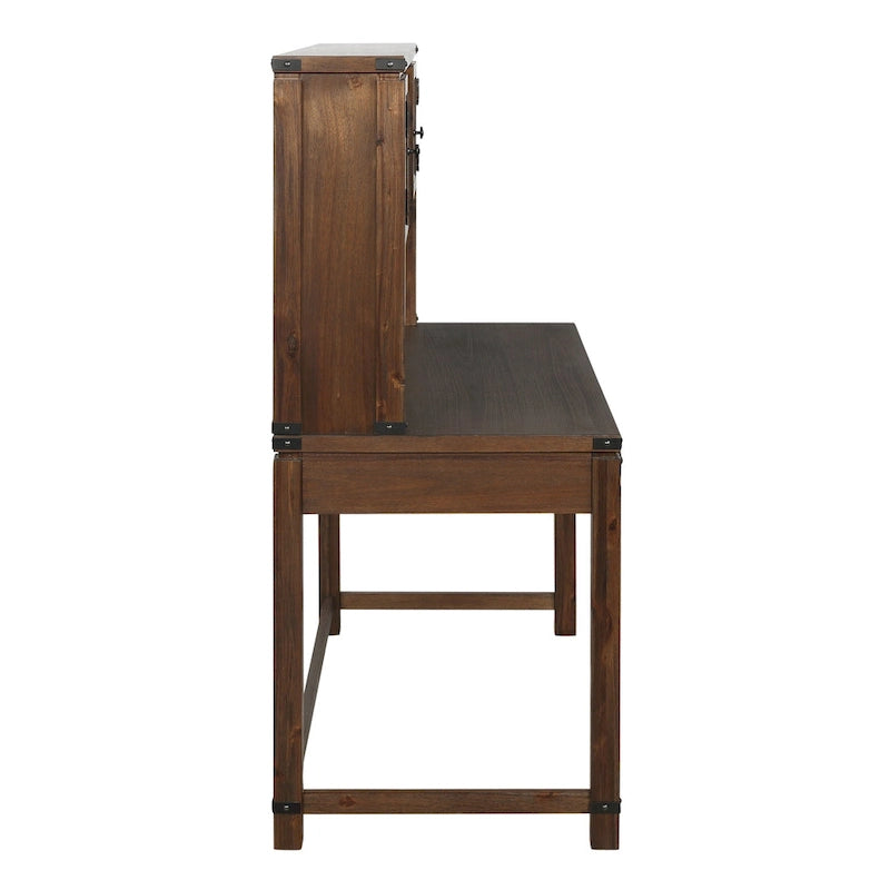 Meuble de rangement et bureau imitation bois avec 3 tiroirs Étagères ouvertes Rangement dissimulé Bureau à domicile 122x61x145 cm