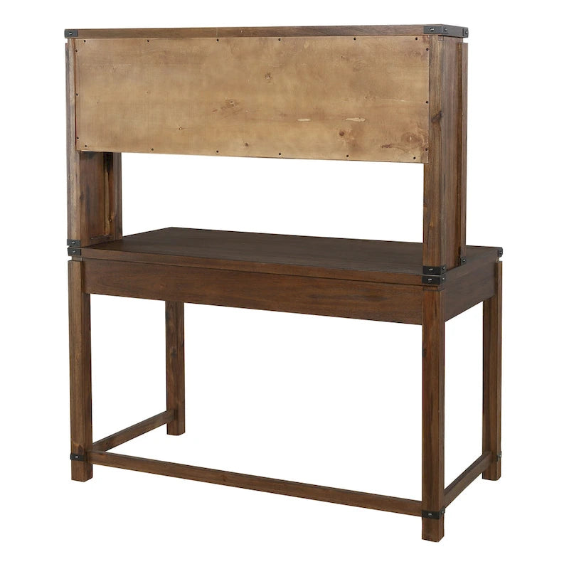 Meuble de rangement et bureau imitation bois avec 3 tiroirs Étagères ouvertes Rangement dissimulé Bureau à domicile 122x61x145 cm