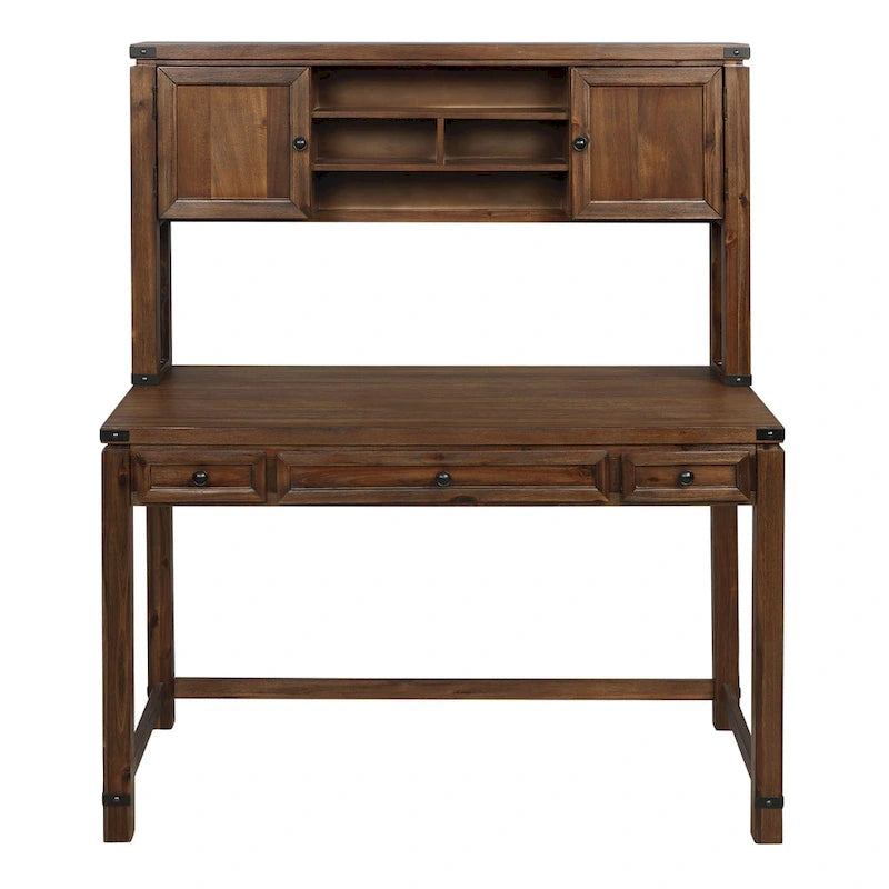 Meuble de rangement et bureau imitation bois avec 3 tiroirs Étagères ouvertes Rangement dissimulé Bureau à domicile 122x61x145 cm