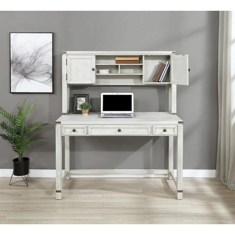 Meuble de rangement et bureau imitation bois avec 3 tiroirs Étagères ouvertes Rangement dissimulé Bureau à domicile 122x61x145 cm