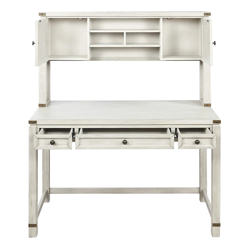 Meuble de rangement et bureau imitation bois avec 3 tiroirs Étagères ouvertes Rangement dissimulé Bureau à domicile 122x61x145 cm
