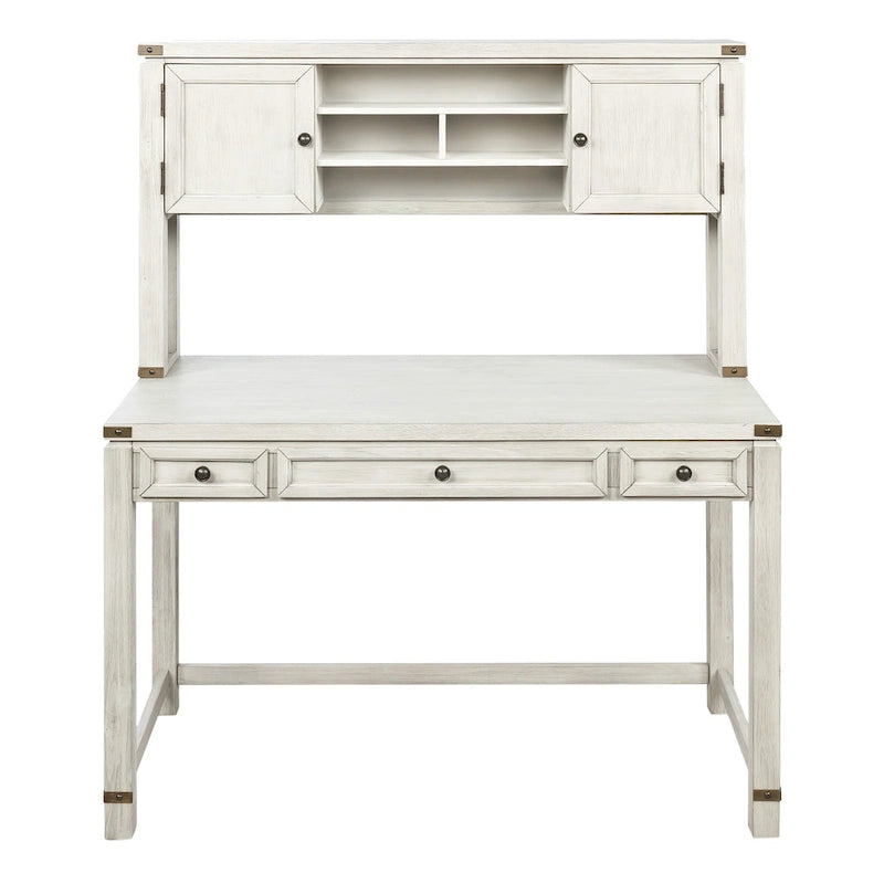 Meuble de rangement et bureau imitation bois avec 3 tiroirs Étagères ouvertes Rangement dissimulé Bureau à domicile 122x61x145 cm