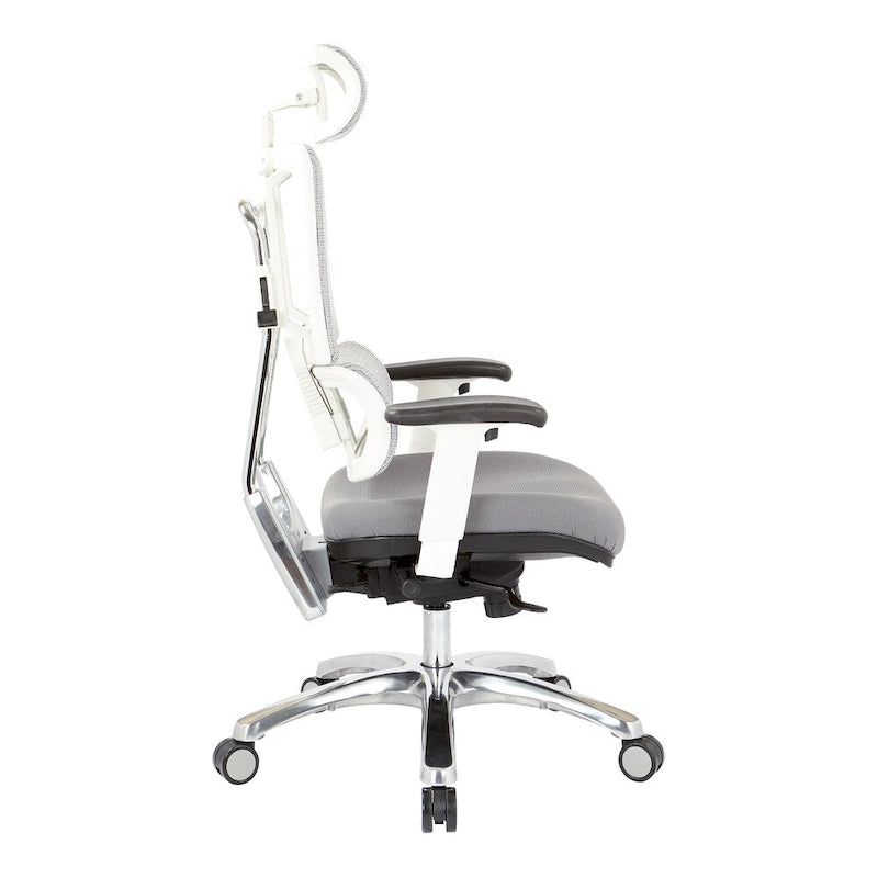 Chaise de bureau de direction en maille verticale respirante blanche, ergonomique à dossier haut