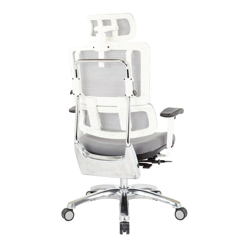 Chaise de bureau de direction en maille verticale respirante blanche, ergonomique à dossier haut