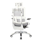 Chaise de bureau de direction en maille verticale respirante blanche, ergonomique à dossier haut