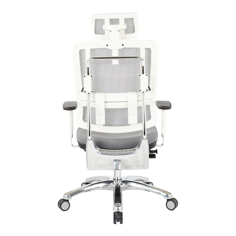 Chaise de bureau de direction en maille verticale respirante blanche, ergonomique à dossier haut
