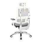 Chaise de bureau de direction en maille verticale respirante blanche, ergonomique à dossier haut