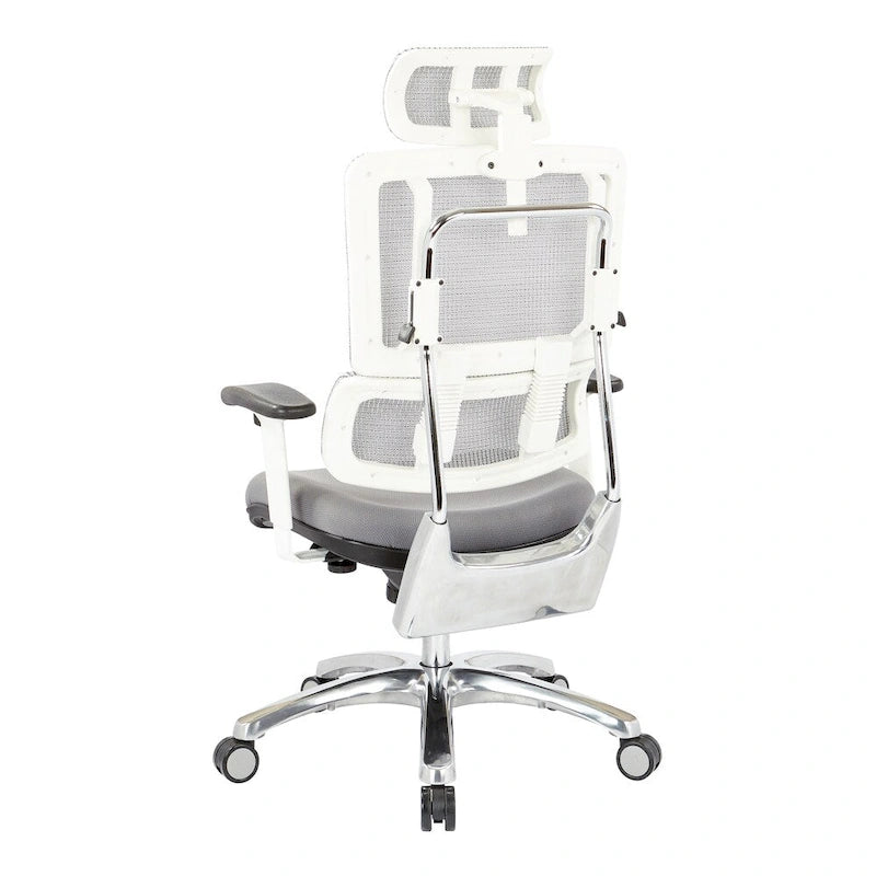 Chaise de bureau de direction en maille verticale respirante blanche, ergonomique à dossier haut