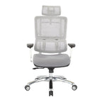 Chaise de bureau de direction en maille verticale respirante blanche, ergonomique à dossier haut