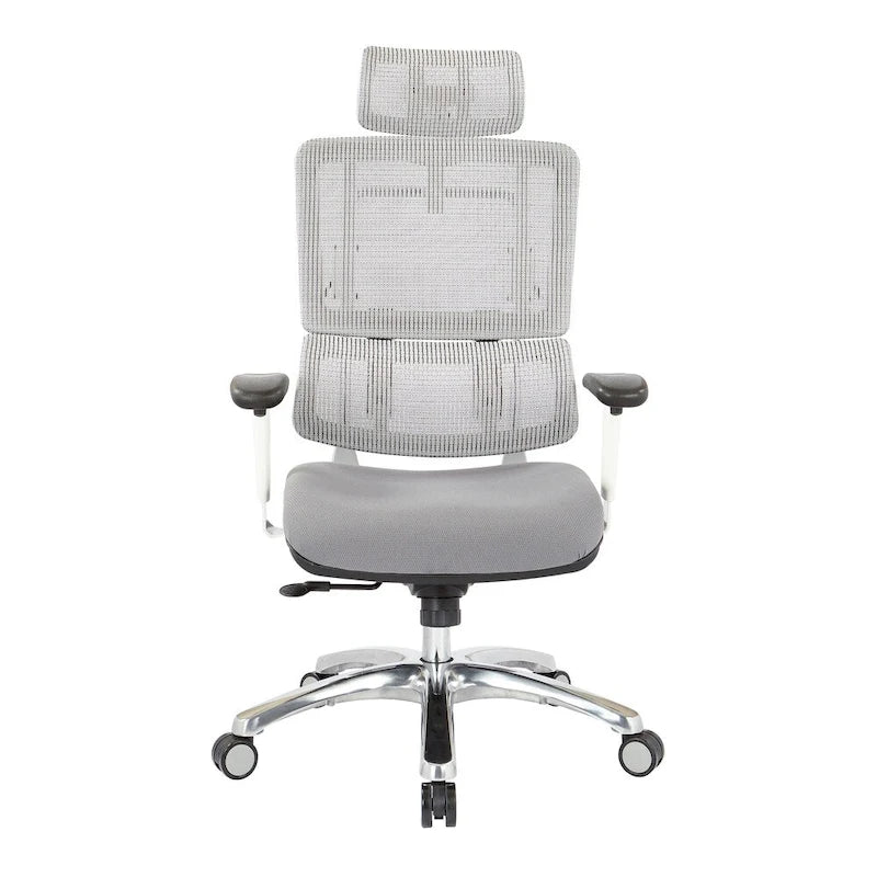 Chaise de bureau de direction en maille verticale respirante blanche, ergonomique à dossier haut