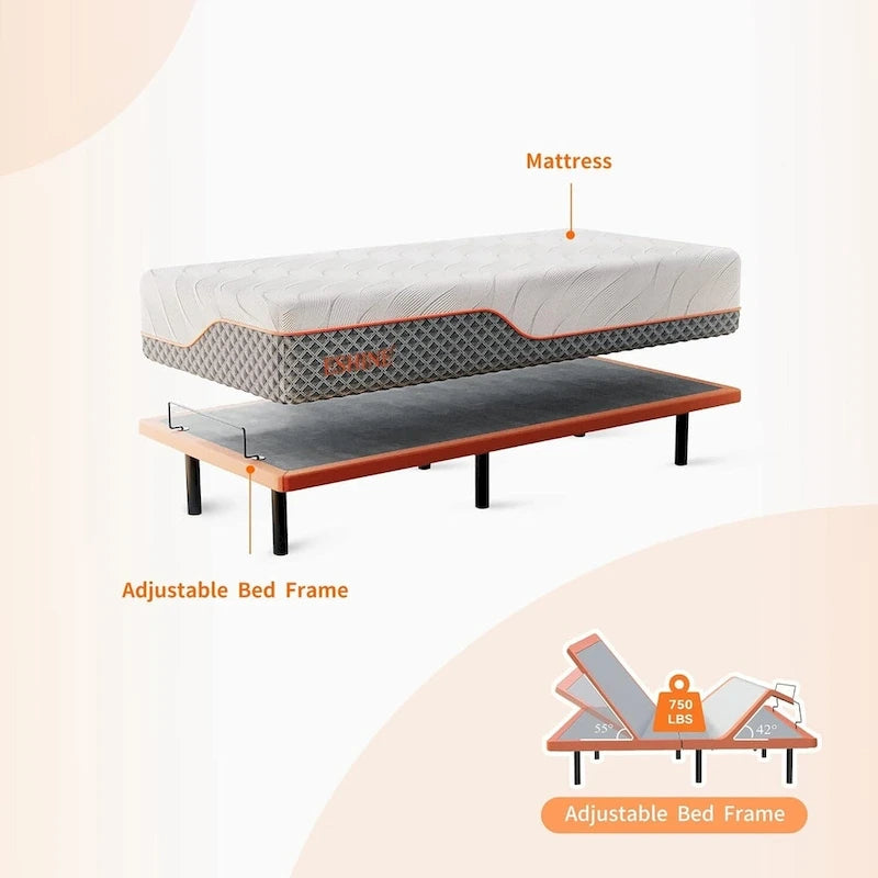 Cadre de lit réglable avec matelas hybride à mémoire de forme 3000 Series de 30 cm