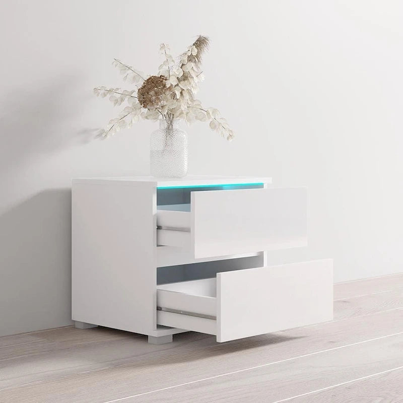 Table de Chevet Moderne Table d'Appoint Compacte de Chambre à Coucher Design de Rangement Minimaliste