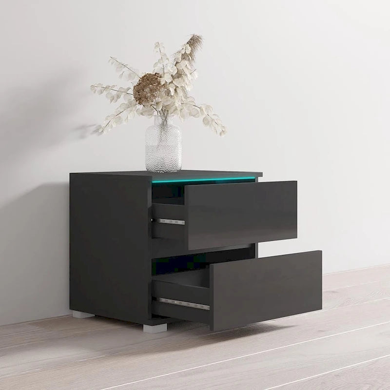 Table de Chevet Moderne Table d'Appoint Compacte de Chambre à Coucher Design de Rangement Minimaliste