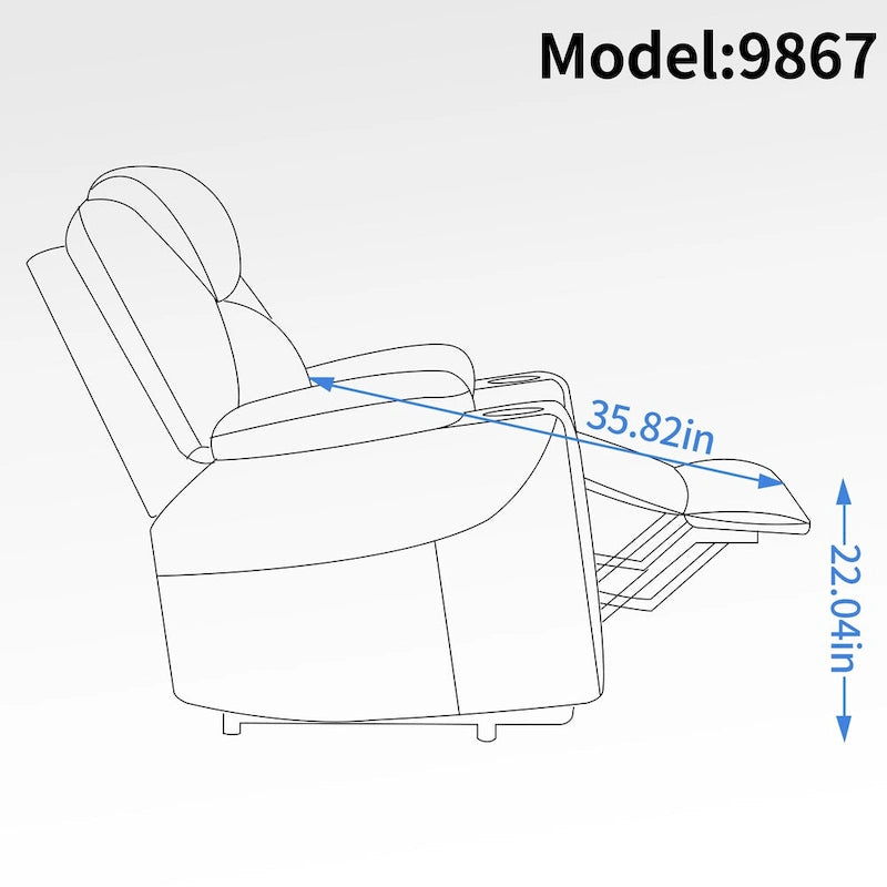 Fauteuil inclinable releveur Chenille Capacité 350 lb Massage 8 points Soutien lombaire