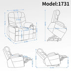 Fauteuil inclinable releveur Chenille Capacité 350 lb Massage 8 points Soutien lombaire