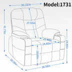 Fauteuil inclinable releveur Chenille Capacité 350 lb Massage 8 points Soutien lombaire