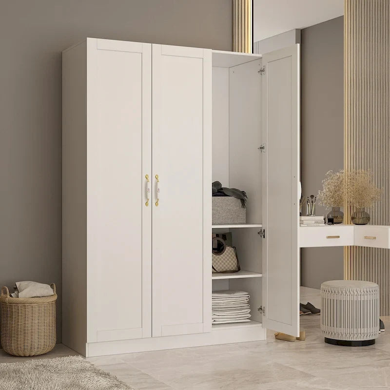 Grande armoire-penderie avec tringle et étagères, grand meuble de rangement de chambre.
