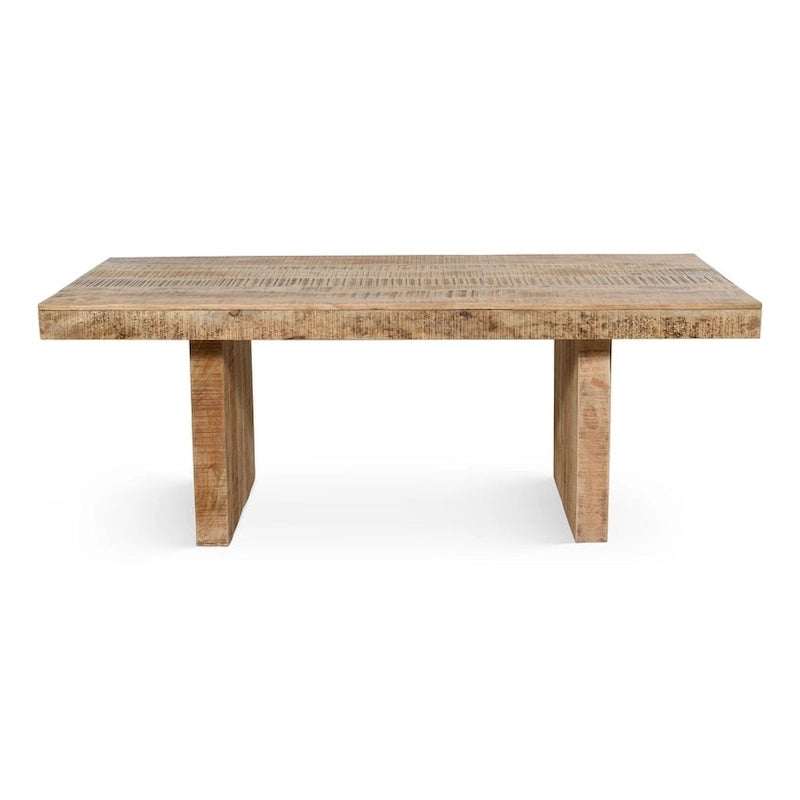 Table à manger rustique en bois de manguier massif faite main, 80 pouces, finition naturelle, 6-8 places