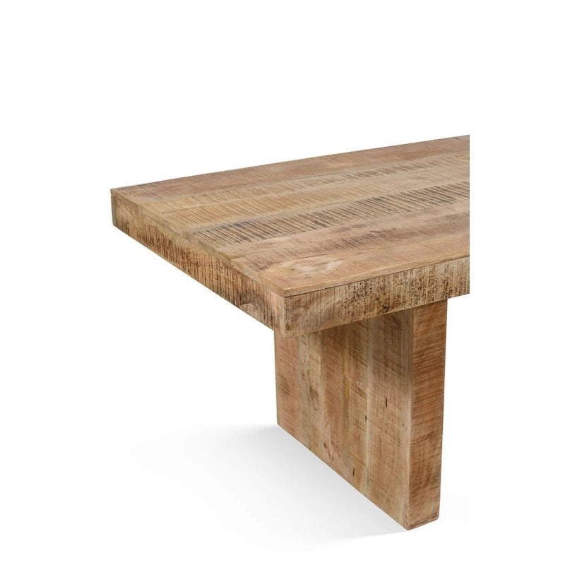 Table à manger rustique en bois de manguier massif faite main, 80 pouces, finition naturelle, 6-8 places