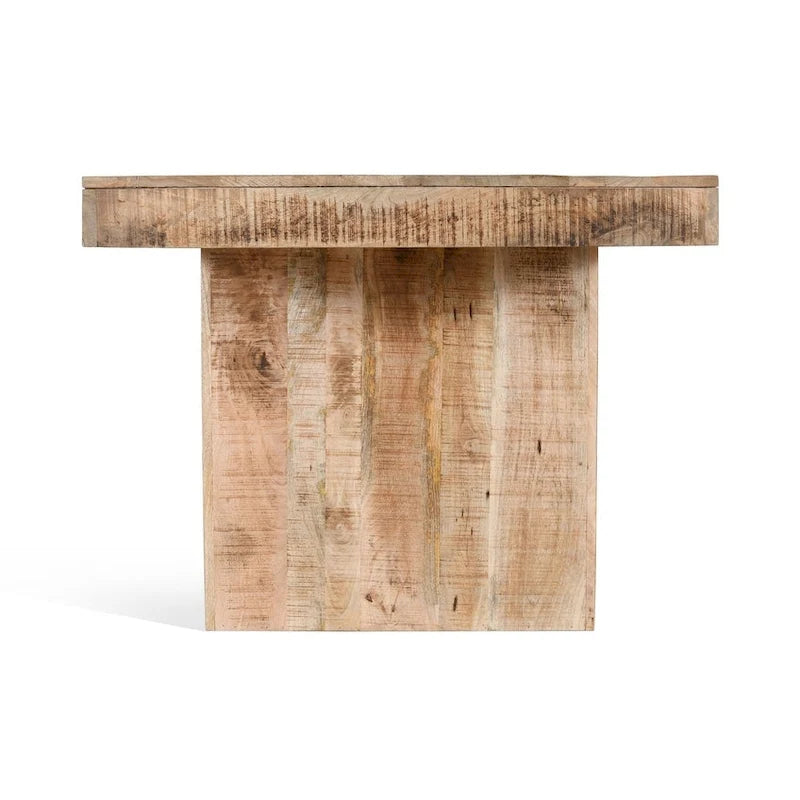 Table à manger rustique en bois de manguier massif faite main, 80 pouces, finition naturelle, 6-8 places