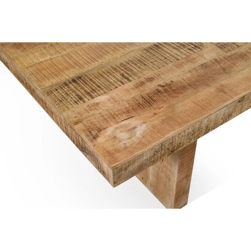 Table à manger rustique en bois de manguier massif faite main, 80 pouces, finition naturelle, 6-8 places