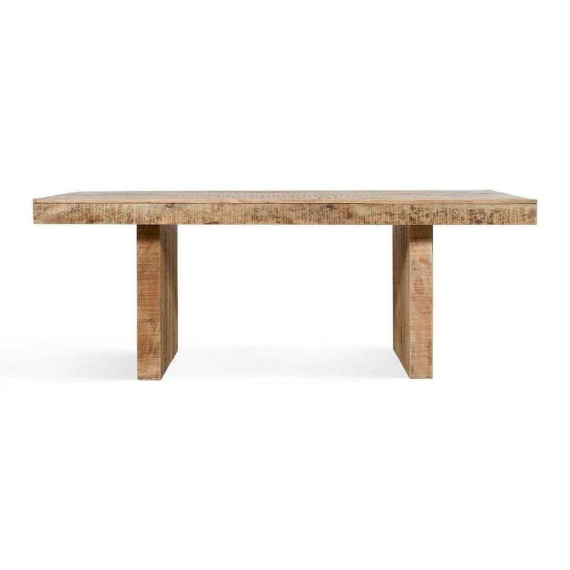 Table à manger rustique en bois de manguier massif faite main, 80 pouces, finition naturelle, 6-8 places